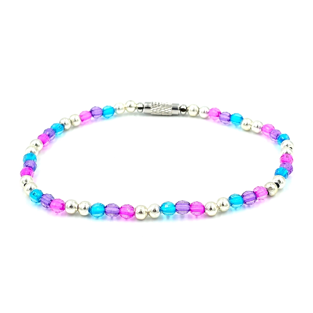 Handmade Bisexual Pride LGBTQ Beaded Crystals Ankle Bracelet Anklet
